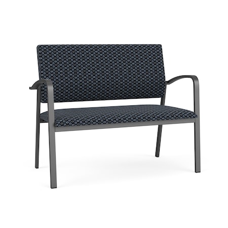 Lesro Newport 2 Seat Tandem Seating Metal Frame No Center Arms, Charcoal, RS Night Sky Upholstery NP1501